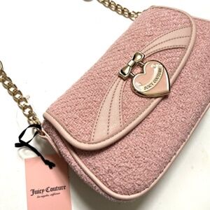 NWT $120 Original JUICY COUTURE Precious Moments Tweed Flap Shoulder Bag Heart